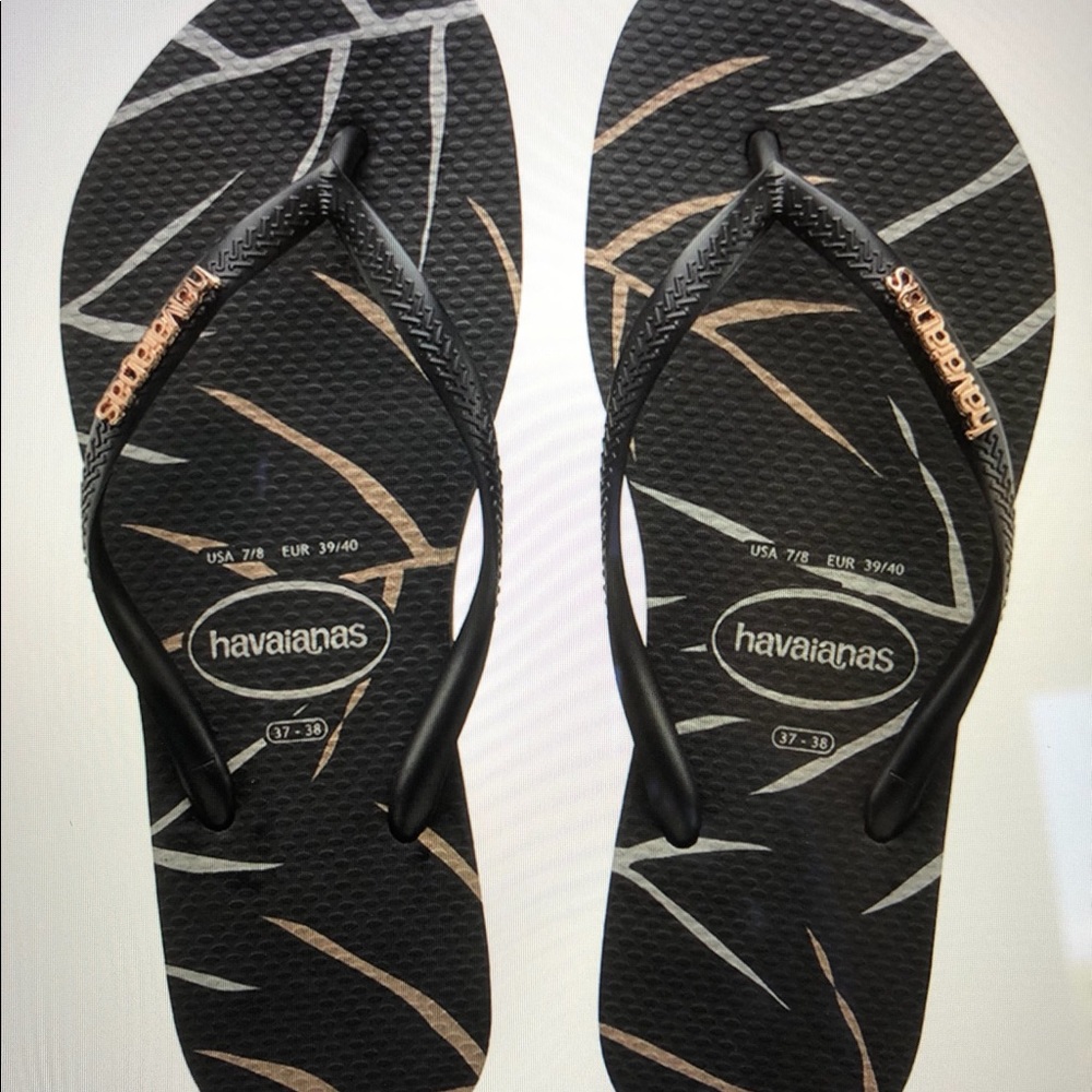 Havaianas Black & Silver Metallic Leaf
